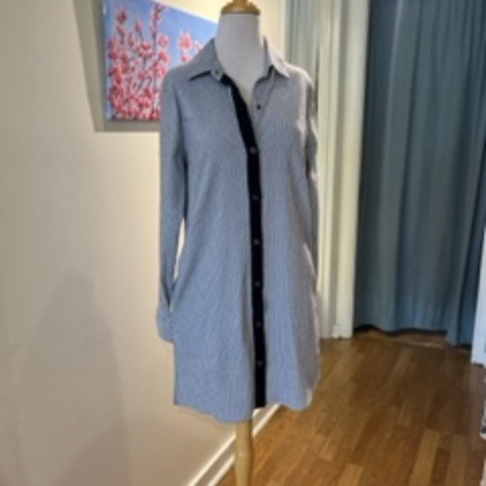 Waverly Grey Blue Striped Shirt Dress
